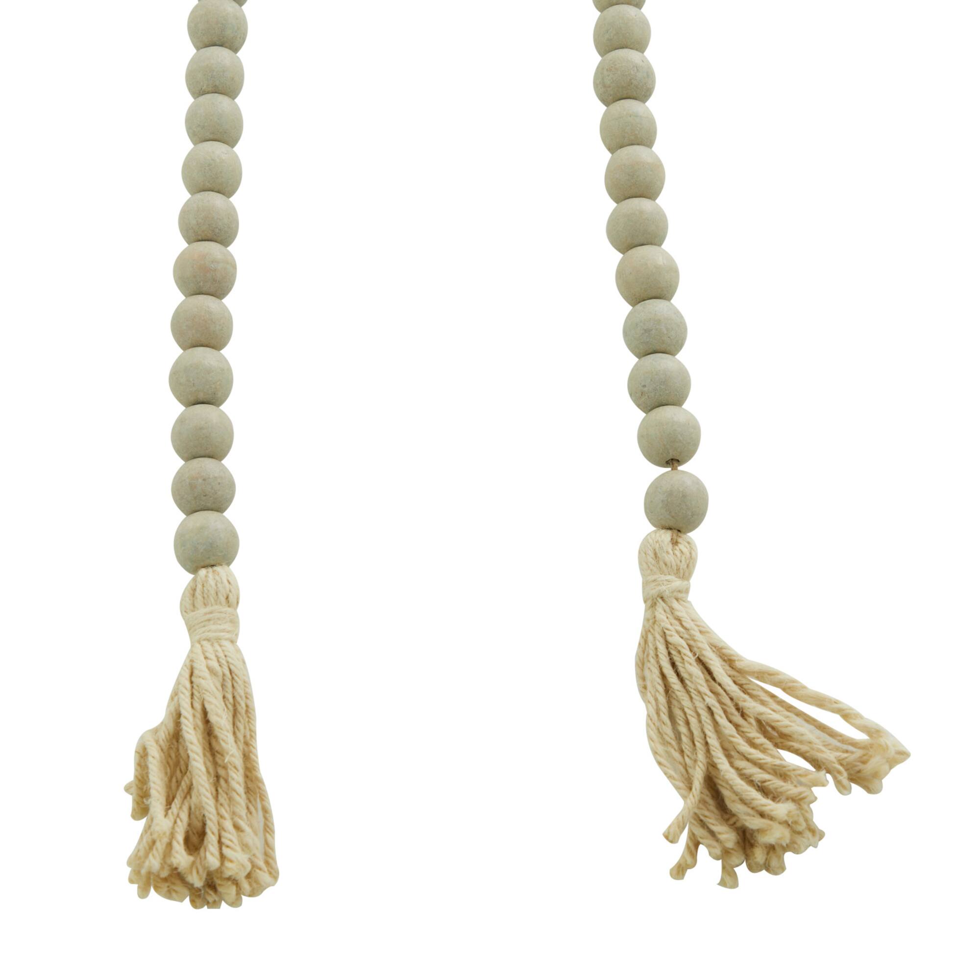 Grey Wood Bohemian Bead Garland 87" x 1" x 1"